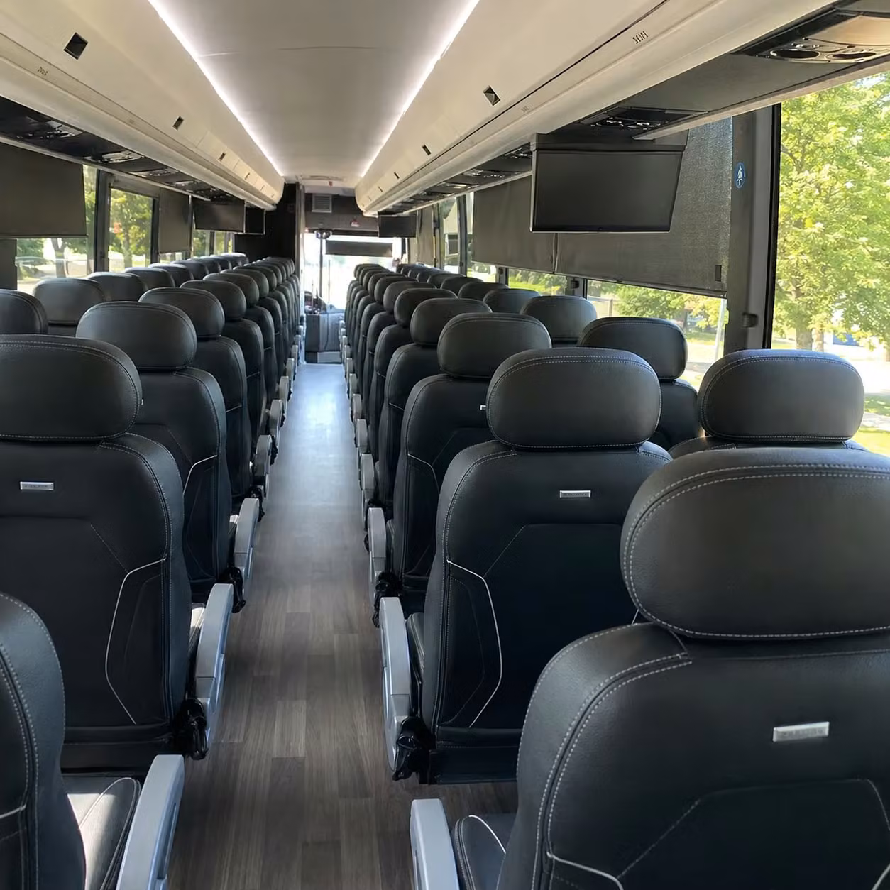 56 passenger charter bus inside
